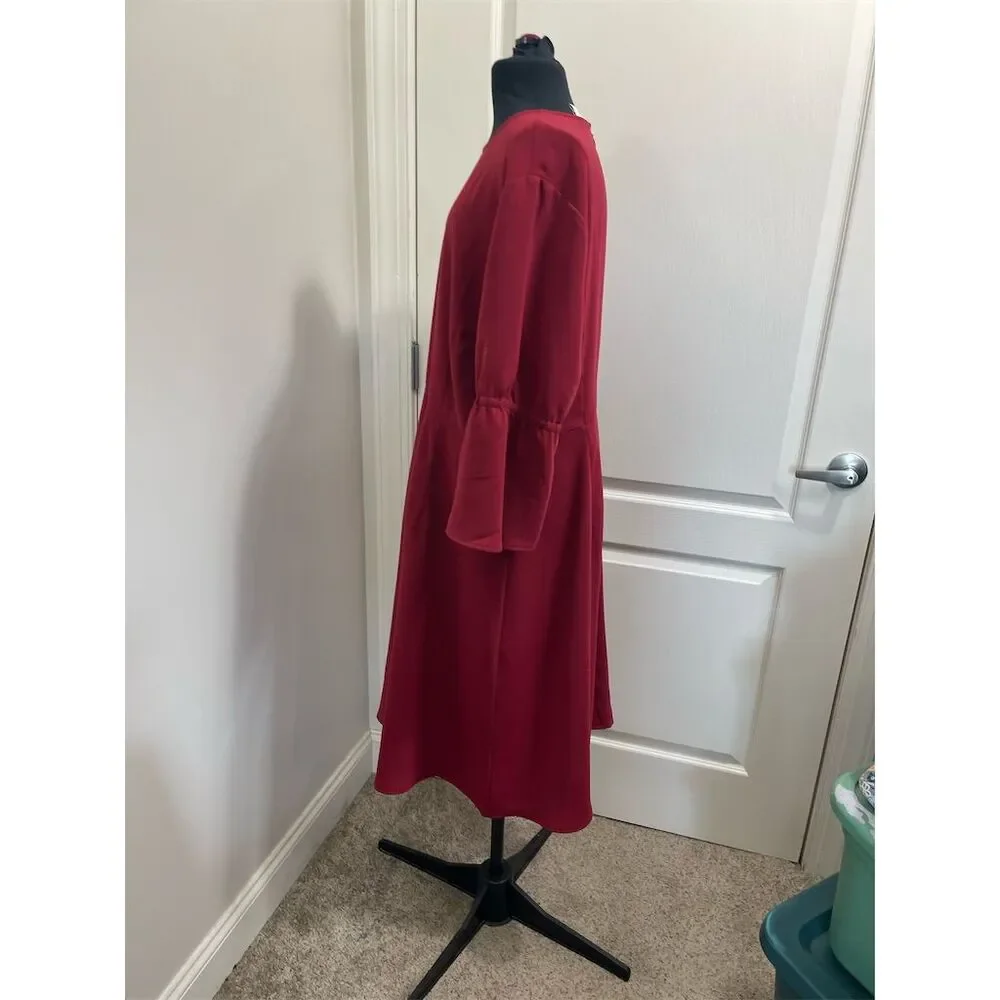 J. Jill Women's Bell Sleeve Midi Length Dress Red Size 18 - Picture 2 of 10
